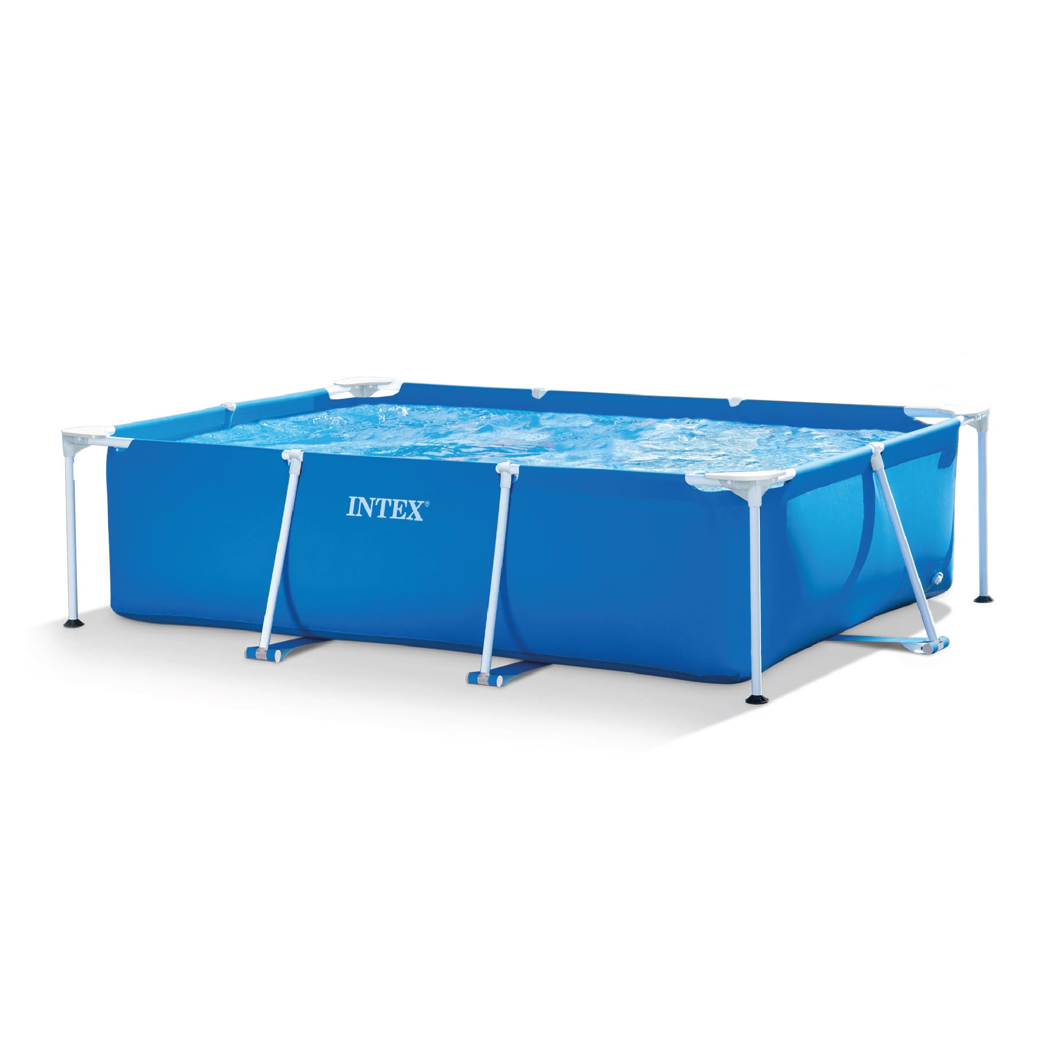 INTEX | 28272 Metal Frame Rectangular Outdoor Swimming Pool, Filter Pump Not Included, Capacity 3834 L, Measures 300 x 200 x 75 Centimeters - Colour Blue