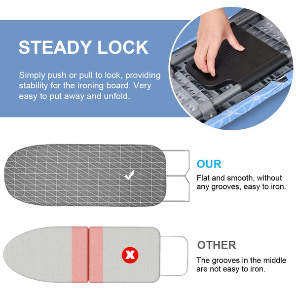 Johgee Foldable Table Top Ironing Board with Iron Rest, Compact Folding Steam Iron Table with 2 Covers, Non-Slip Folding Legs, Light Weight,