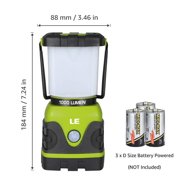 LE Camping Lantern, 1000 Lumen Camping Lights Battery Powered, Dimmable Warm to Cool White Modes, Tent Lights with Long Battery Life, Camping Accessories for Outdoors and Emergency, Pack of 2