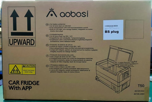 AAOBOSI 60L Car Fridge Freezer Dual Zone, Car Refrigerator 3 Way, Camping Freezer -20°C-20°C, with Wireless Connection, Compressor Fridge 12/24V DC and 100-240V AC for Campervan,Travel,RV,Camping,Boat