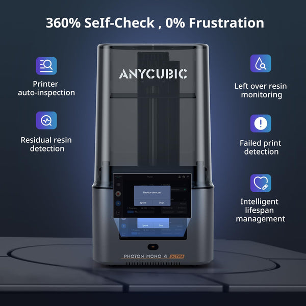 ANYCUBIC Photon Mono 4 Resin 3D Printer, 7'' 10K Mono LCD Screen with Stable LighTurbo Light Source, 70mm/h Fast Printing, Print Volume 6.04'' x 3.42'' x 6.49''