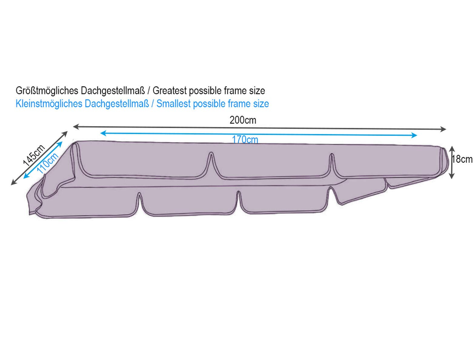 Quick-Star Replacement Roof Universal 3 Seater Swing Green Replacement Cover Sun Canopy Swing Roof