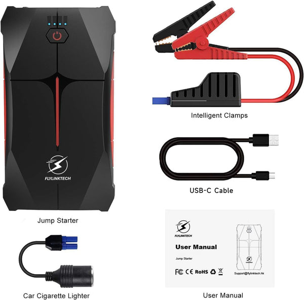 Car Jump Starter, FLYLINKTECH 4000A Peak 12V Portable Car Battery Jump Starter Booster (up to 9.0L Gas Or 8.5L Diesel Engine), Power Bank with LED Flashlight, IP67