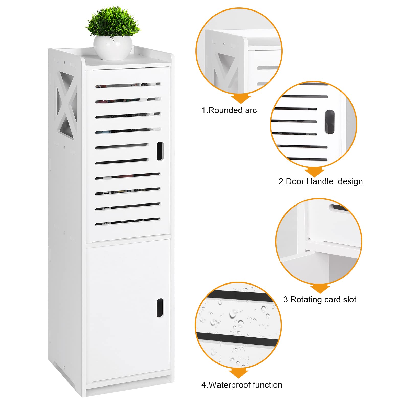 FACOKOLA Bathroom Cabinet, 3 Tier Floor Cabinet with Door, Free Standing Storage Cabinet Unit for Living Room, Bedroom, Kitchen, Balcony, Office,