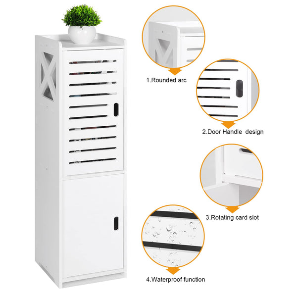 FACOKOLA Bathroom Cabinet, 3 Tier Floor Cabinet with Door, Free Standing Storage Cabinet Unit for Living Room, Bedroom, Kitchen, Balcony, Office,