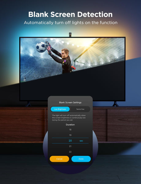 Govee TV Backlight 3 Lite with Fish-Eye Correction Function Sync to 55-65 Inch TVs, 3.6m RGBICW Wi-Fi TV LED Backlight with Camera, 4 Colours in 1 Lamp Bead, Voice and APP Control, Adapter