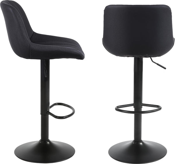 Youhauchair Bar Stools Set of 2, Swivel Counter Height Barstools with Back, Adjustable PU Leather Bar Chairs, Modern Armless Kitchen Island Stool, Black