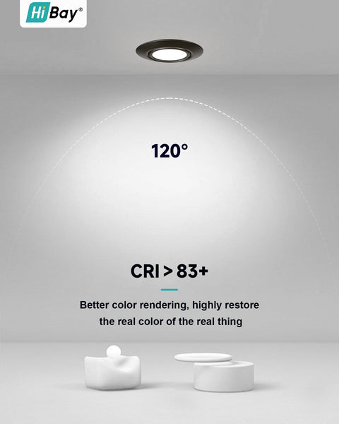 HiBay 8X Recessed Ceiling Lights 5w, 230V Ultra Slim recessed Led Spotlights Cool WhiteHole Size 72-80 mm, 40 Tilt Black Round Down Lights Indoor