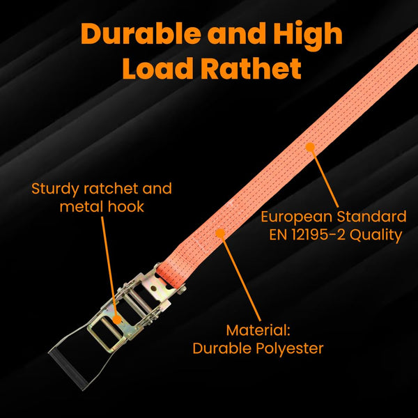 maXpeedingrods 10 x Lashing Straps Ratchet Strap Tie Down 5000kg x 6m x 50mm Heavy Duty Trailer Tension Belts with Iron Handle and Double J Hook 5000kg 5Ton