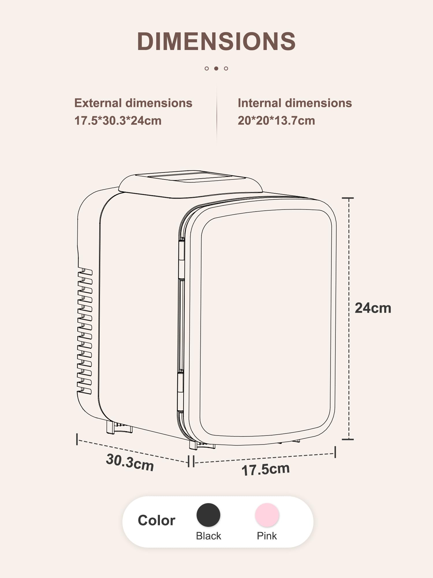 Mini Fridge 4 Litre, 6 Can Portable AC+DC Power Cooler & Warmer, Portable Small Fridge for Bedrooms, Cars, Offices; Skincare, Makeup, Cosmetics, Food (Pearlescent White, 4L)