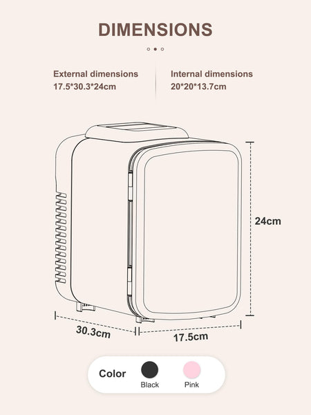 Mini Fridge 4 Litre, 6 Can Portable AC+DC Power Cooler & Warmer, Portable Small Fridge for Bedrooms, Cars, Offices; Skincare, Makeup, Cosmetics, Food (Pearlescent White, 4L)