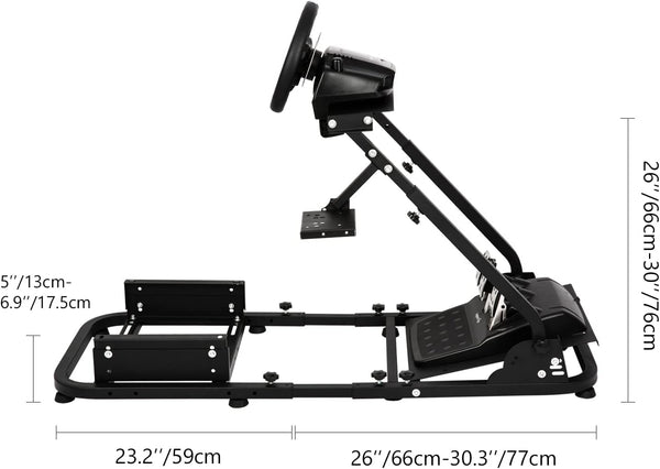 Anman Racing Wheel Cockpit Steering Wheel Stand With Seat Gaming Simulator Cockpit Adjustable Fit For Logitech G25 G27 G29 G920 G923 Thrustmaster T80 T150 NOT Include Wheel Shifter and Pedals