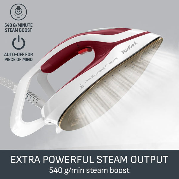 Tefal ProExpress Protect Steam Generator Iron, 7.5-Bar High Pressure, 560g/min Steam Boost, 135g/min Steam Output, No-Setting Technology, Anti-Drip Protection, 1.8 Litre, Blue & White,GV9224
