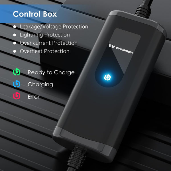 bokman EV Charger Type 2 to 3 Pin Plug, 5M / 3.3kW / 13A / IP65 Waterproof, Electric Car Charger with LED Indicators, Type 2 Charging Cable 3 Pin with Carry Bag & Microfiber Towel