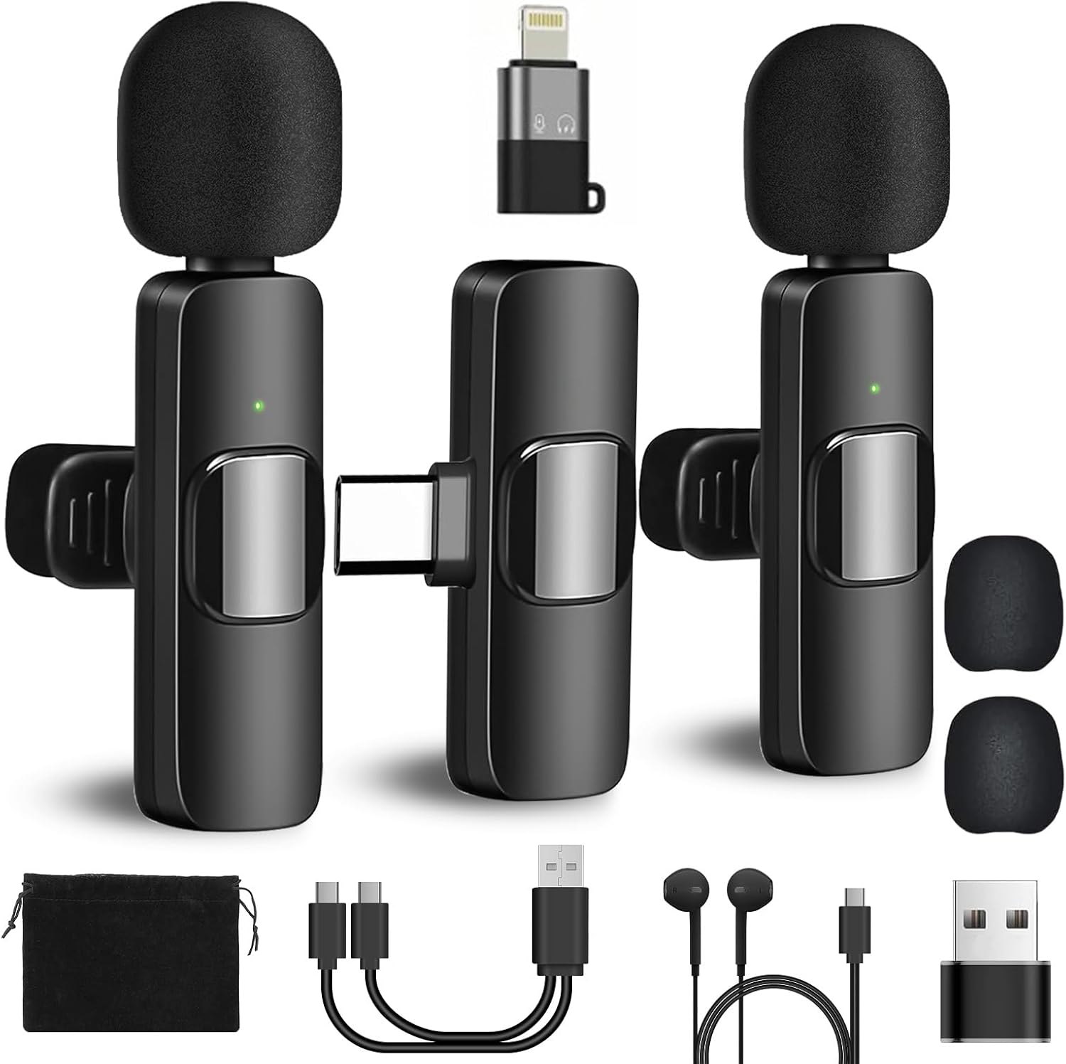 Wireless Lavalier Microphone for iPhone - iPad, Android Phone,Computer,Mini Microphone with Noise Reduction and Crystal Sound for Live Streaming,Video Recording, YouTube,Vlog,TikTok