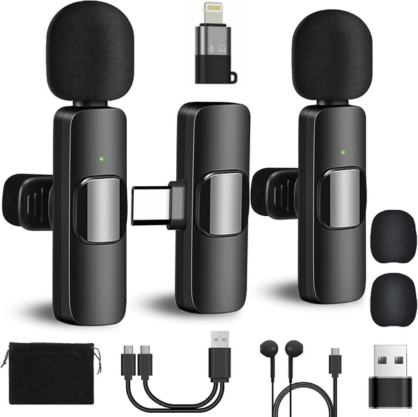 Wireless Lavalier Microphone for iPhone - iPad, Android Phone,Computer,Mini Microphone with Noise Reduction and Crystal Sound for Live Streaming,Video Recording, YouTube,Vlog,TikTok