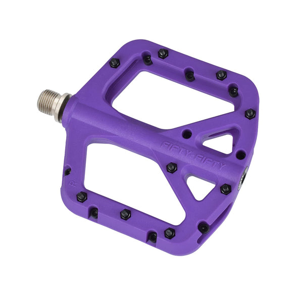FIFTY-FIFTY Mountain Bike Pedals, Non-Slip MTB Nylon Composite, 9/16" Bicycle Pedals, Lightweight and Wide Flat Platform (Purple)