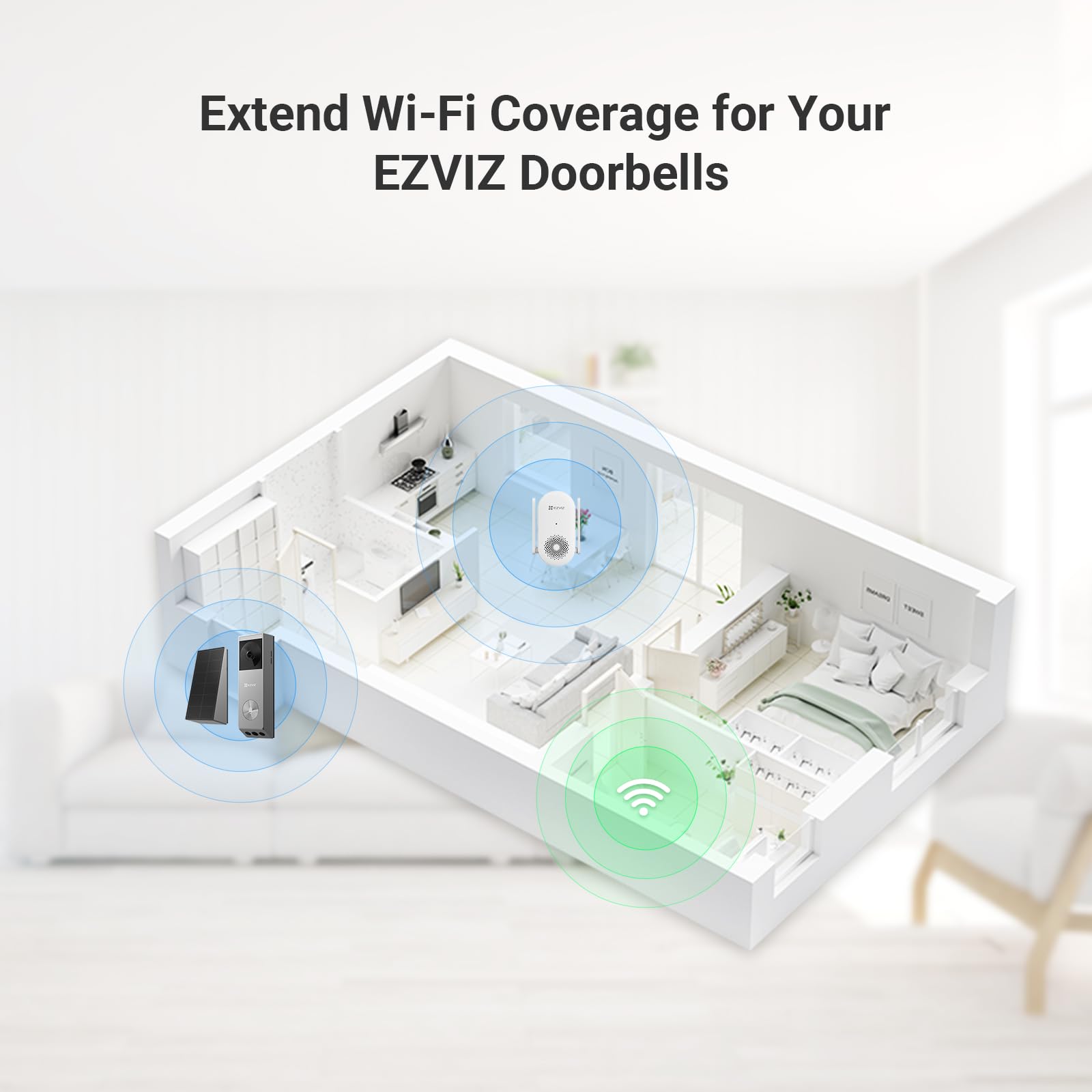 EZVIZ 2K Solar Doorbell Camera Removal-Free Charging No Monthly Fee, 32GB Local Storage, 162° Wide View, Wireless & Wired, Colour Night Vision, AI Detection, Front Door Camera (HP3 Pro)