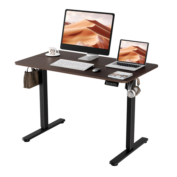 ERGOMAKER Electric Height Adjustable Standing Desk 80x60cm (31.5"x23.6"), Sit Stand Desk with Splicing Top for Home Office (Black Frame + Black Desktop)