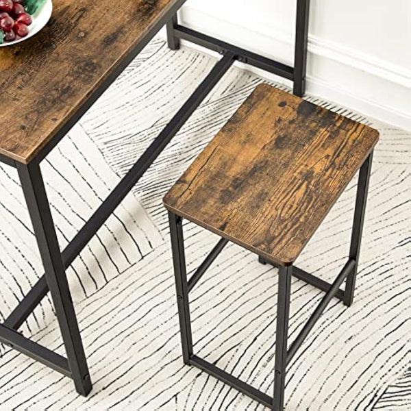 HOOBRO Bar Stools, Set of 2 Bar Chairs with Different Height Pedals, Black Steel Frame, for Living Room, Dining Room, Kitchen, Industrial Design, Rustic Brown EBF34BY01G1