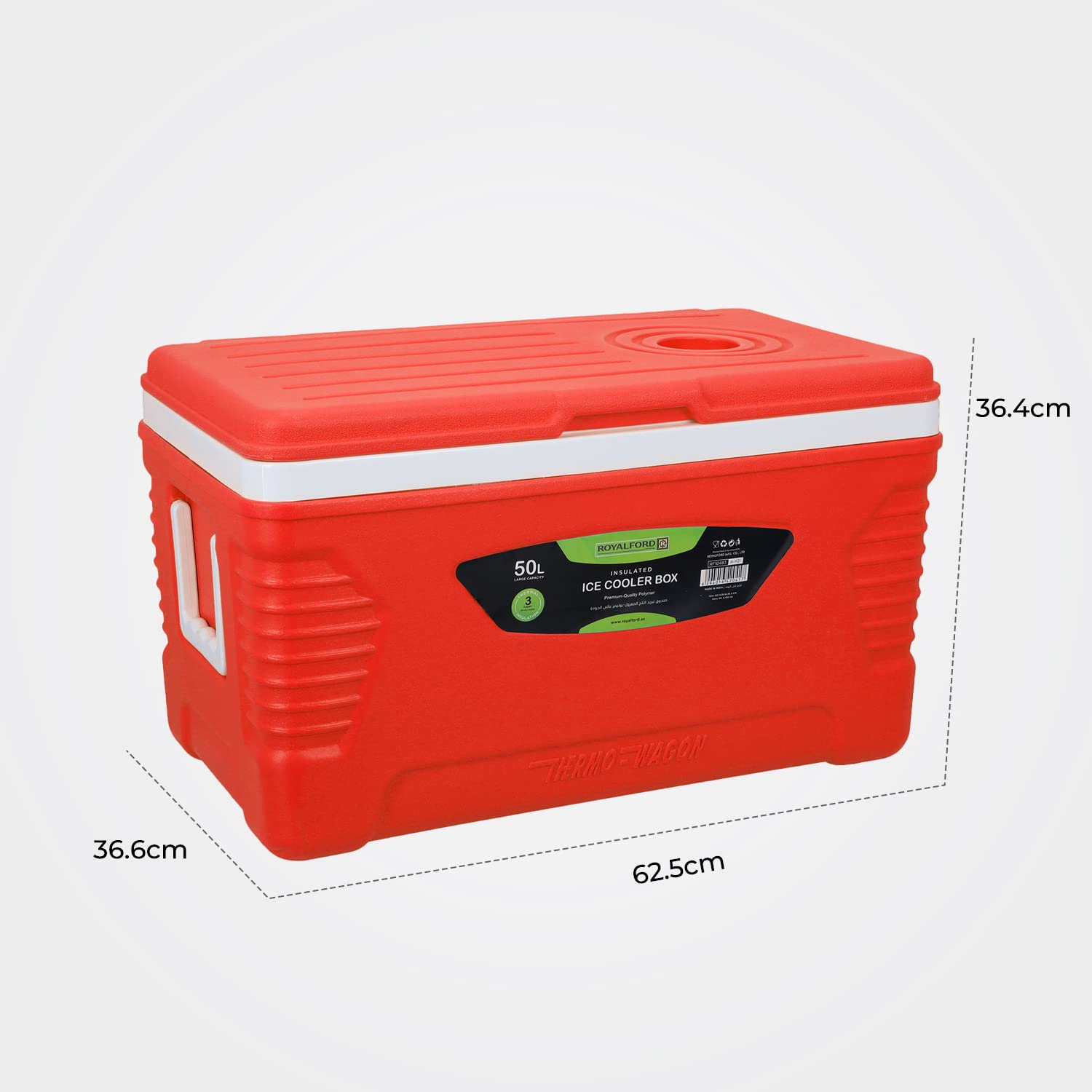 Royalford Insulated Cooler Box - Hot/Cold Freezer Box with Integrated Lock Lid and Carry Handle - Ideal for Beach and Picnic