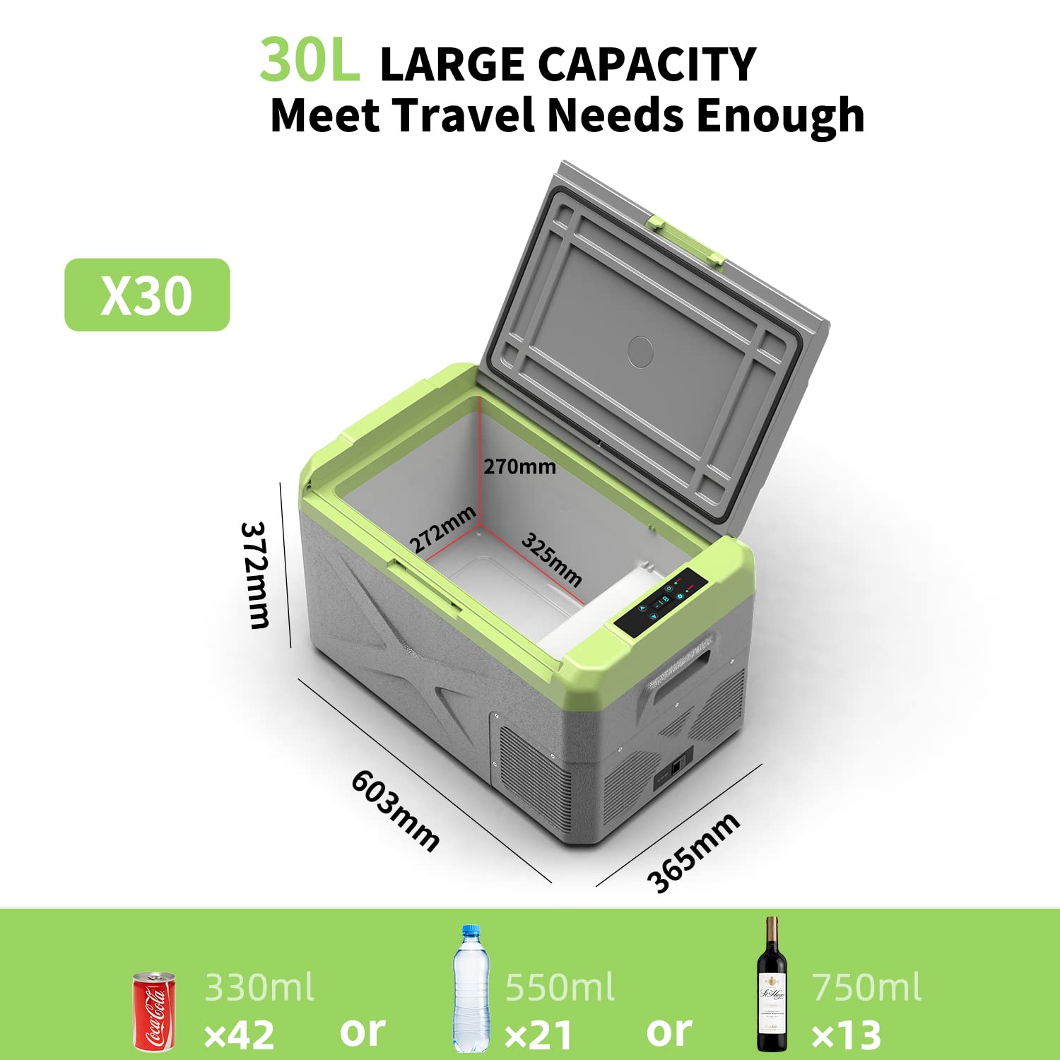 Alpicool GE30 30L Car Fridge Freezer Portable Compressor Car Refrigerator 12/24V Electric Cooler for Camping, Road Trip, Picnic, Down to -20℃