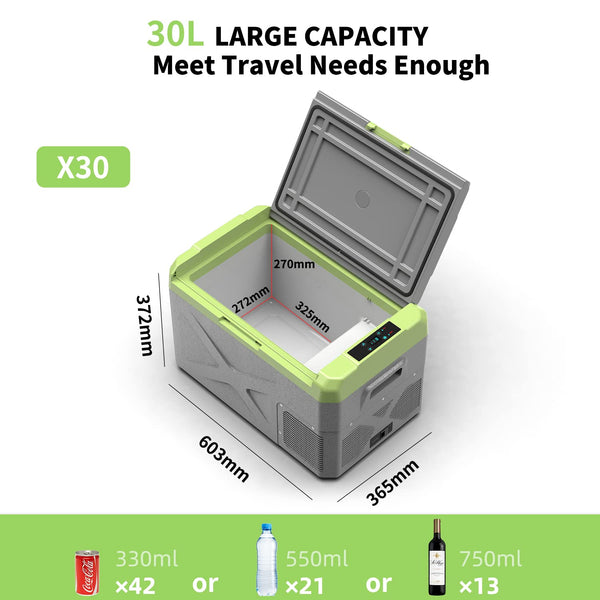 Alpicool GE30 30L Car Fridge Freezer Portable Compressor Car Refrigerator 12/24V Electric Cooler for Camping, Road Trip, Picnic, Down to -20℃
