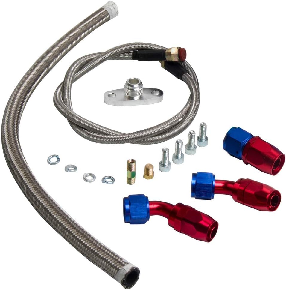 maXpeedingrods GT30 GT3037 GT3076 Anti Surge Universal Turbocharger A/R 0.6 + Oil Drain Return Oil Feed Line Hose Kits