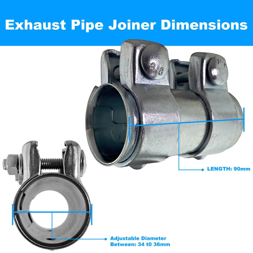 BITS4REASONS E-TECH EC015.5 New Model Heavy Duty Adjustable Exhaust Pipe Joiner/Connector 63-66MM, 125MM Long