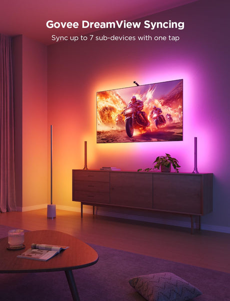 Govee TV Backlight 3 Lite with Fish-Eye Correction Function Sync to 55-65 Inch TVs, 3.6m RGBICW Wi-Fi TV LED Backlight with Camera, 4 Colours in 1 Lamp Bead, Voice and APP Control, Adapter