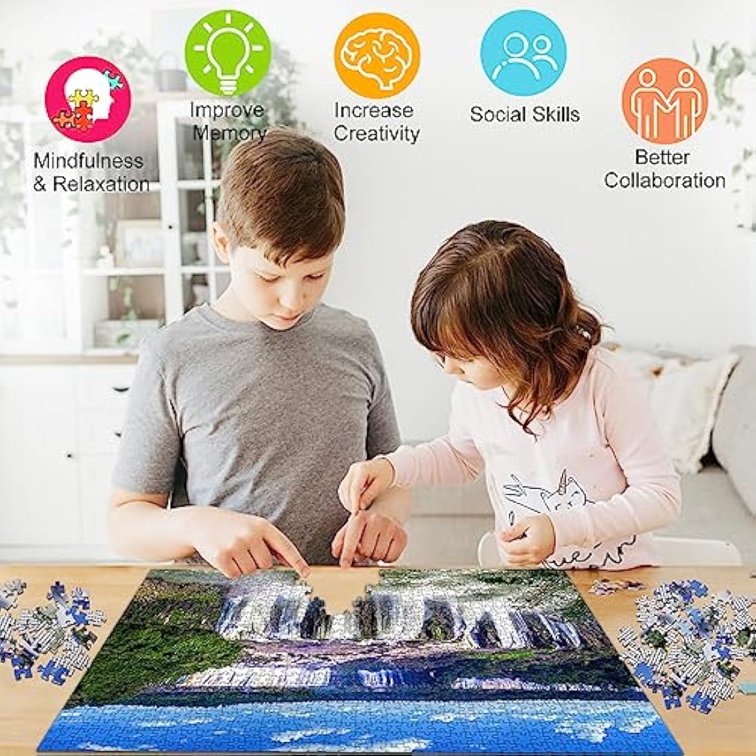 HUADADA Jigsaw Puzzles for Adults 1000 Piece Jigsaw Puzzles for Adult,JigsawPuzzle 1000 Pieces for Adults Challenging Puzzle Games（Iguazu Waterfalls）