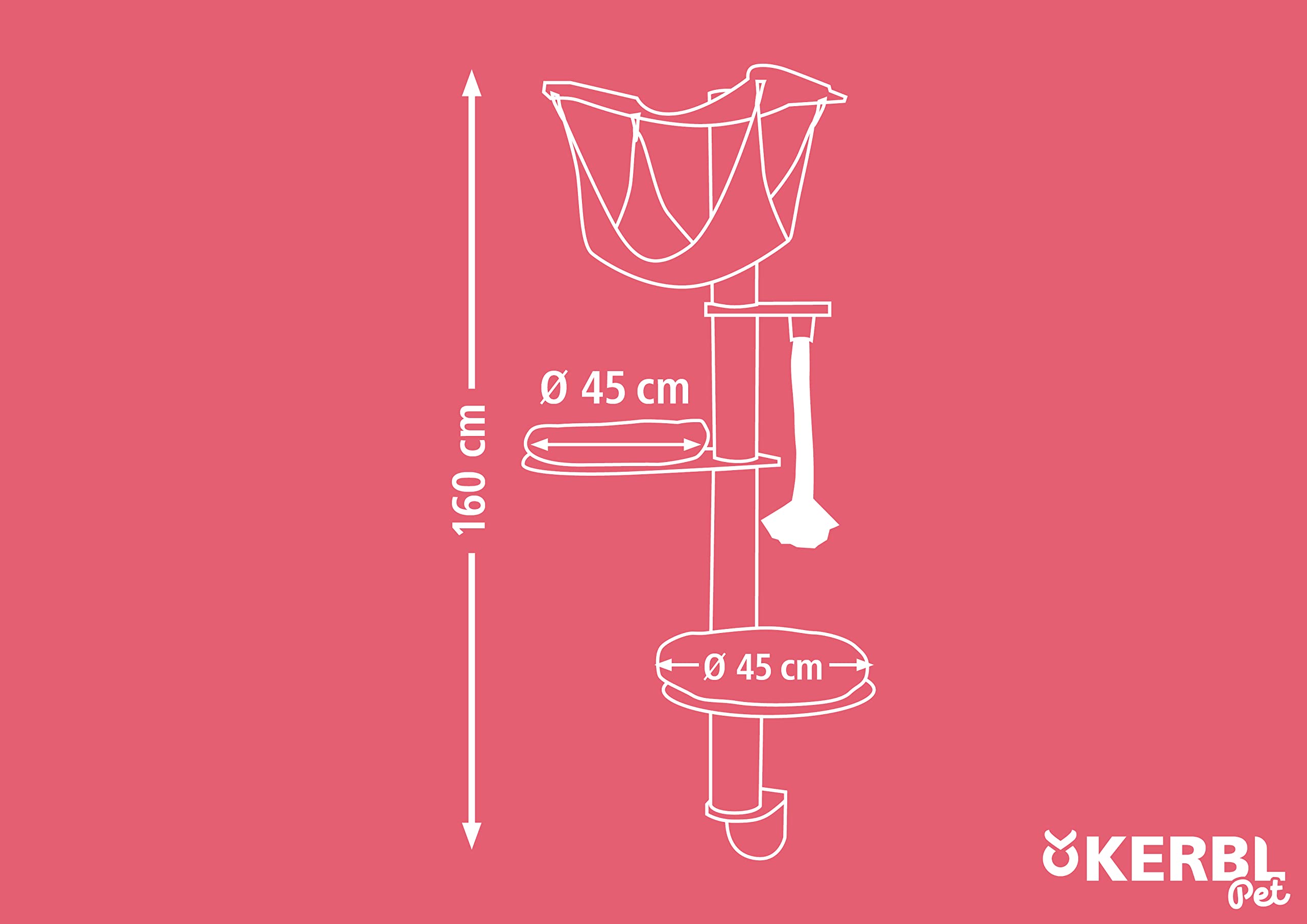 Kerbl Dolomit Tofana Pro Wall-Mounted Cat Tree, 140 x 75 cm, Grey