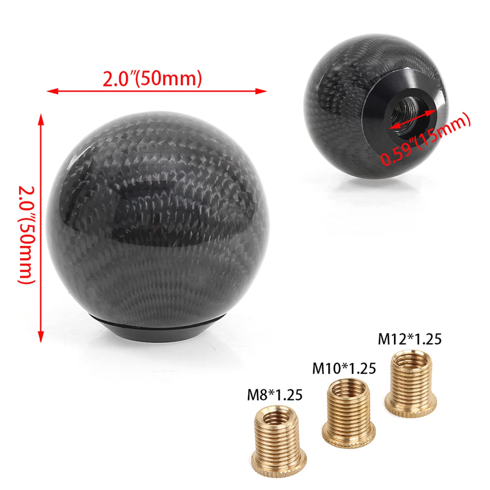 muge racing Carbon Fiber Shift Knob Gear Shifter Knobs with 3 Adapter Most Car Decorations Classic,Red-Long