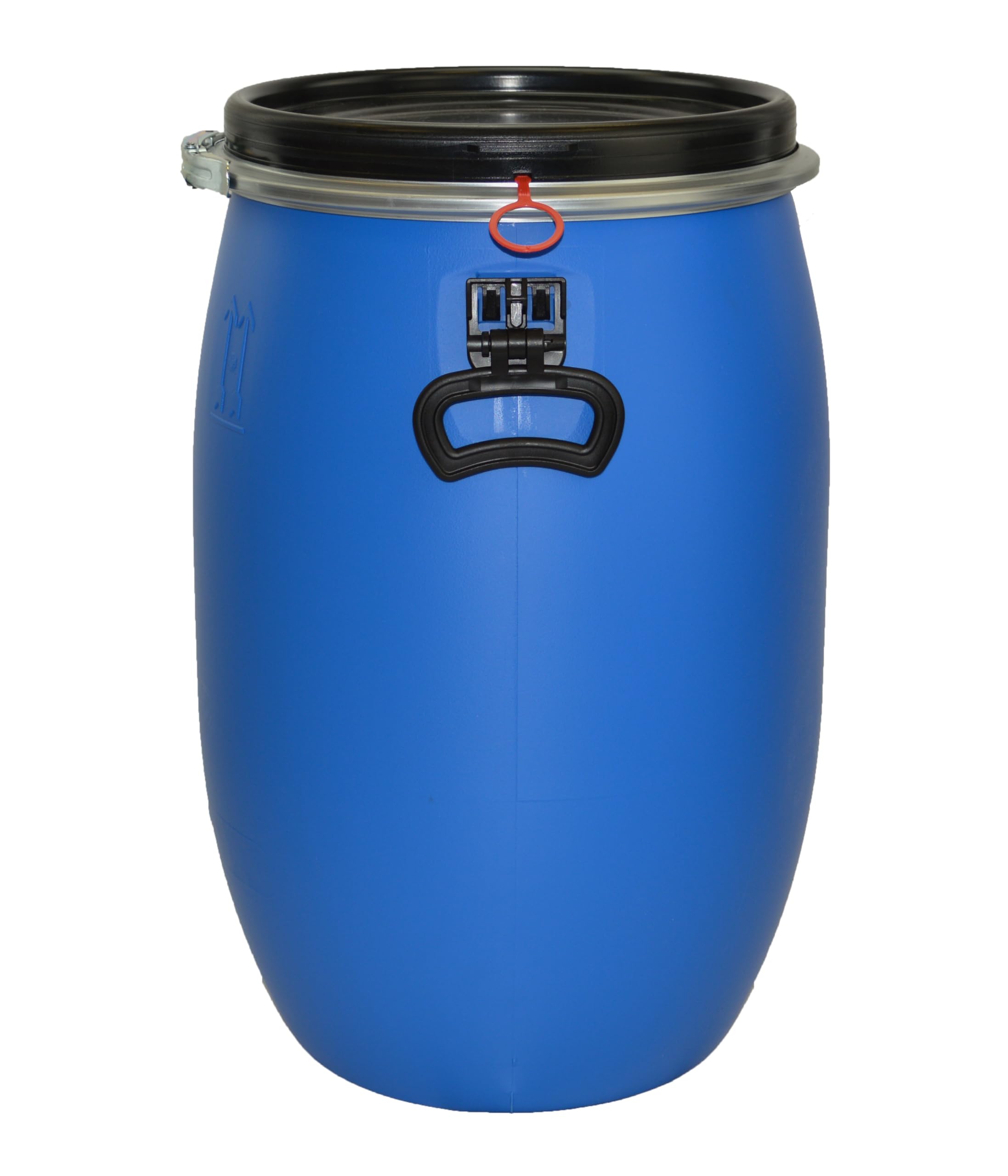 ITP Packaging 30 Litre Plastic Blue Open Top Storage Barrel Drum Keg with Lid and Latch Ring, UN Approved, Food Grade for Shipping, Air Tight