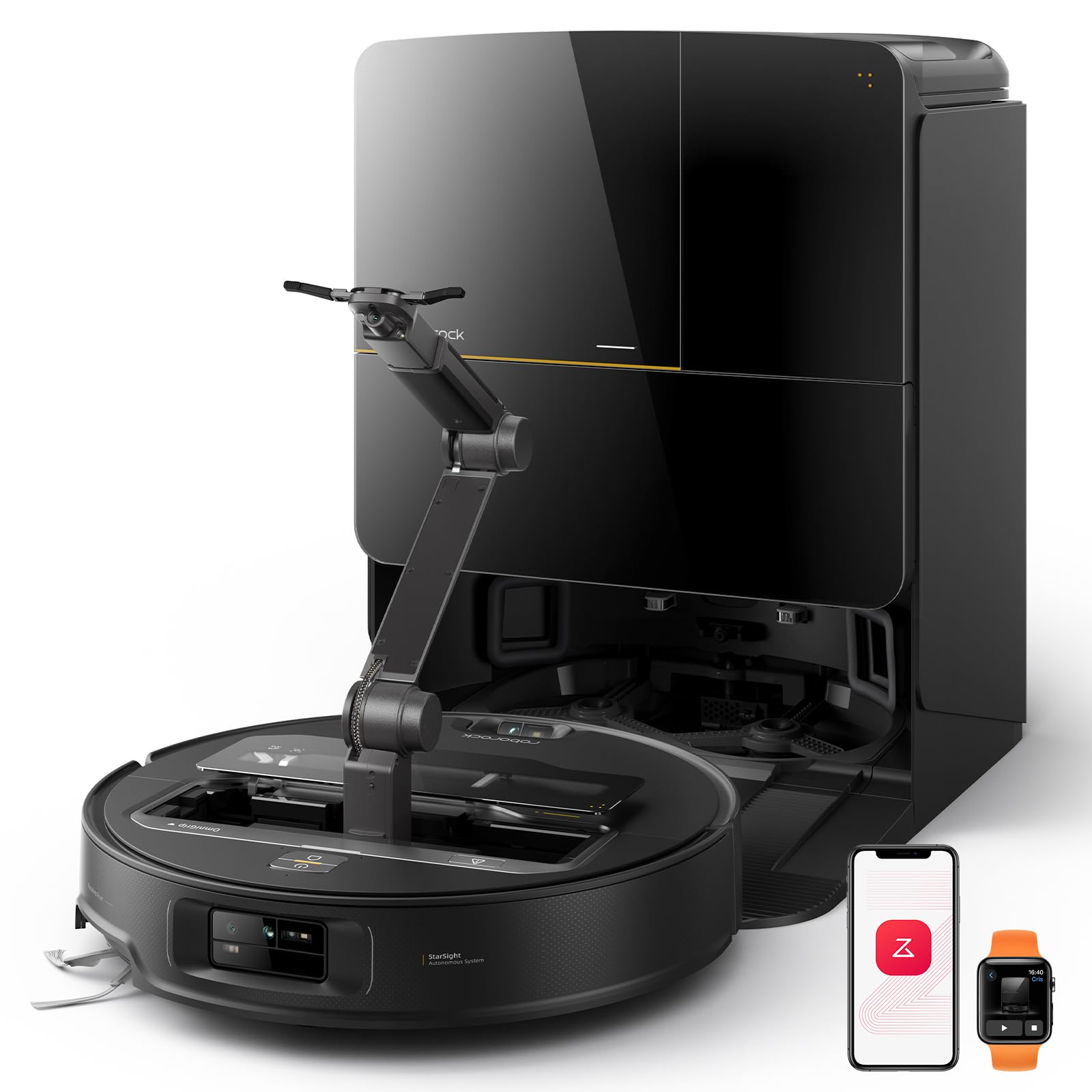 roborock Saros Z70 Robot Vacuum and Mop, OmniGrip Mechanical Arm, AI-Powered, 22,000Pa, 3.14'' Ultra Slim, FlexiArm Riser Technology, AdaptiLift Chassis, Obstacle Avoidance, Multifunctional Dock 4.0