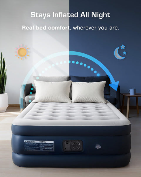 Active Era Premium Single Inflatable Mattress | Airbed for Home with Built-In Pump | 3 Min Self Inflating Blow Up Bed | Flocked Surface & Puncture Resistant Air Bed for Guests & Camping 187x99x53cm