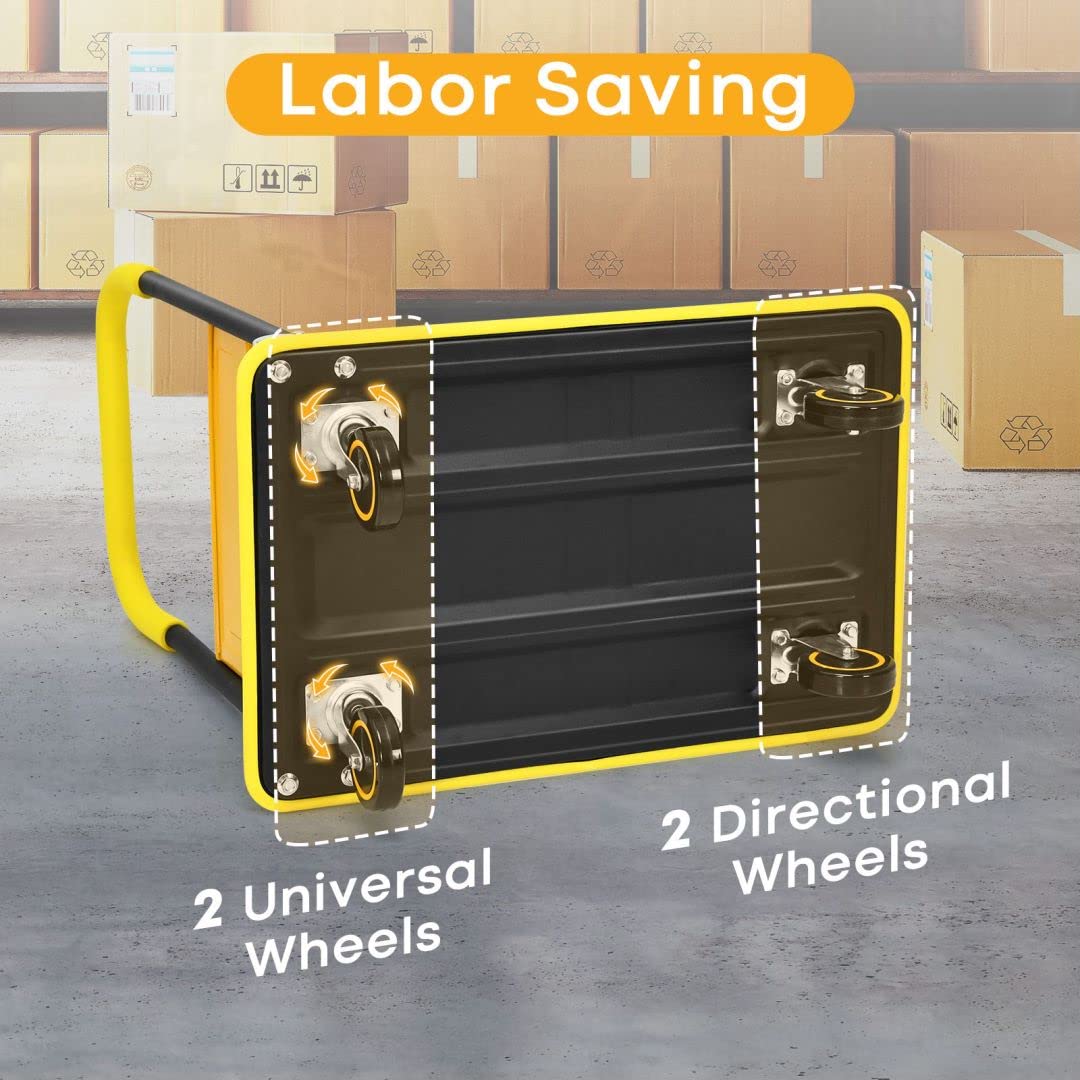 COSTWAY 150kg/300kg Folding Platform Trolley, Heavy Duty Hand Sack Truck with Handle & Bumper Strips, Rolling Flatbed Cart Dolly for Easy Transportation and Heavy Lifting (73x49x83cm, 150kg Capacity)