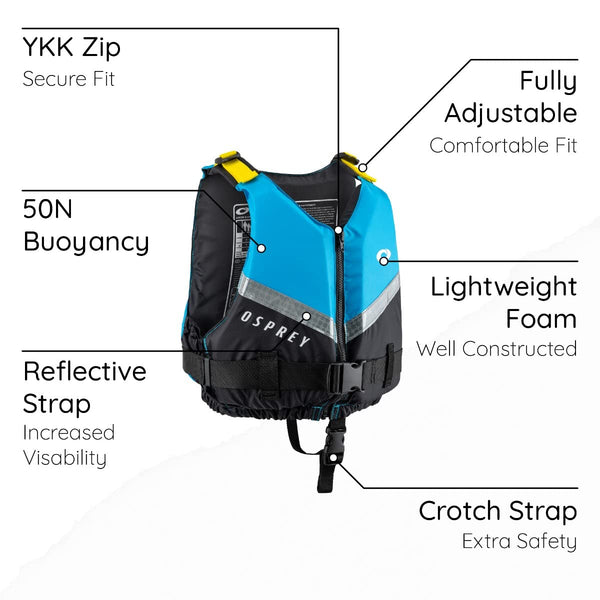 Osprey Kids Buoyancy Aid | Junior 50N Waterproof Buoyancy Vest for Watersports, Kayaking, Paddle Boarding, Watersports, Multiple Colours