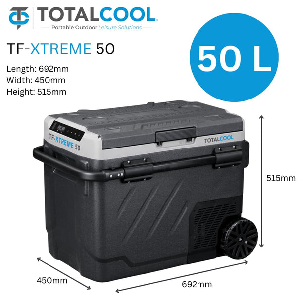 TF-XTREME Portable Refrigerator Fridge Freezer - 12V Electric Car Fridge Cooler for Camping - Motorhome Cool Box 24V Off-Grid Fishing Picnic Van Coolbox Green 50L