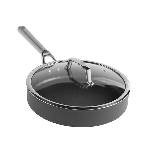 Ninja ZEROSTICK Premium 5-Piece Pan Set, Long Lasting Non-Stick, 3x Saucepans with Glass Lids, 1x Milk Pan, 1x Frying Pan, Hard Anodised Aluminium, Induction Compatible, Grey C35000UK