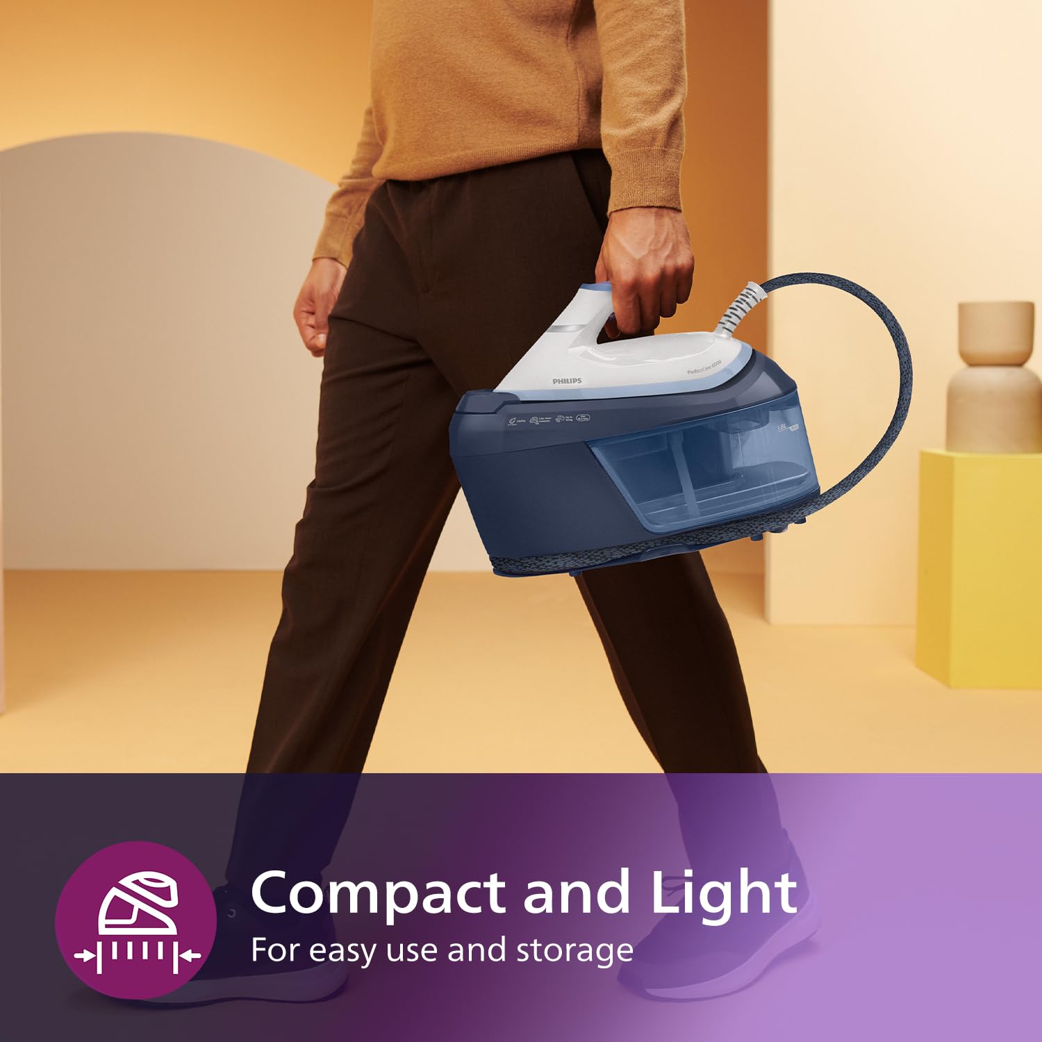 Philips PerfectCare Serie 6000 Steam Generator, 2400 W, 600g Steam Flow, 8 Bar Pressure, No Burns with OptimalTEMP Technology, 1.8L Tank, Black (PSG6066/26)