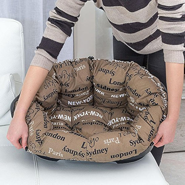 Ferplast Cushion for dog and cat bed SOFA' CUSHION 6 Padded spare cover for pet bed, Soft cotton washable, Adjustable with elastic cord, 73 x 55 x h 27 cm Brown