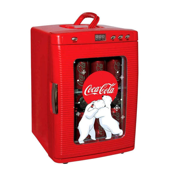 Coca Cola Mini Fridge For Bedrooms 5L Retro Vending Machine Style Cool Box 10 Can Quiet Mini Fridges with Display Window For Coke Beverages Food Drinks Home 12v Portable Cooler Box, Red
