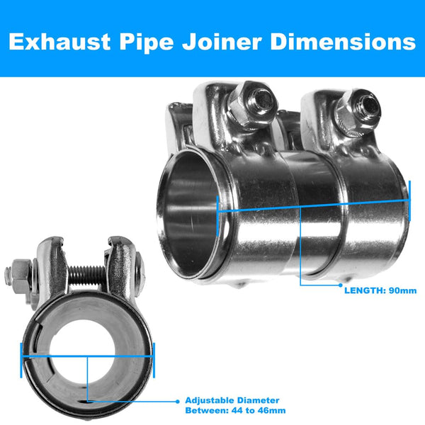 BITS4REASONS E-TECH EC015.5 New Model Heavy Duty Adjustable Exhaust Pipe Joiner/Connector 63-66MM, 125MM Long