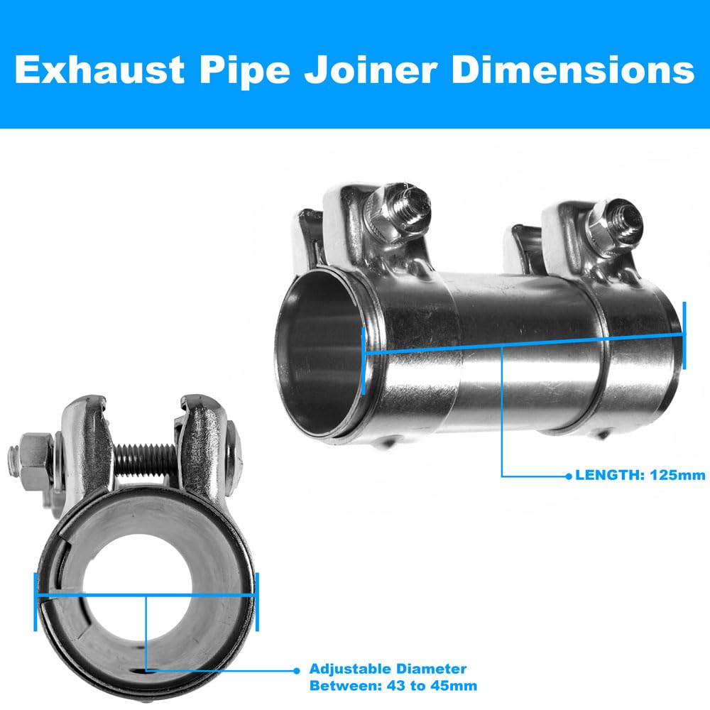 BITS4REASONS E-TECH EC015.5 New Model Heavy Duty Adjustable Exhaust Pipe Joiner/Connector 63-66MM, 125MM Long