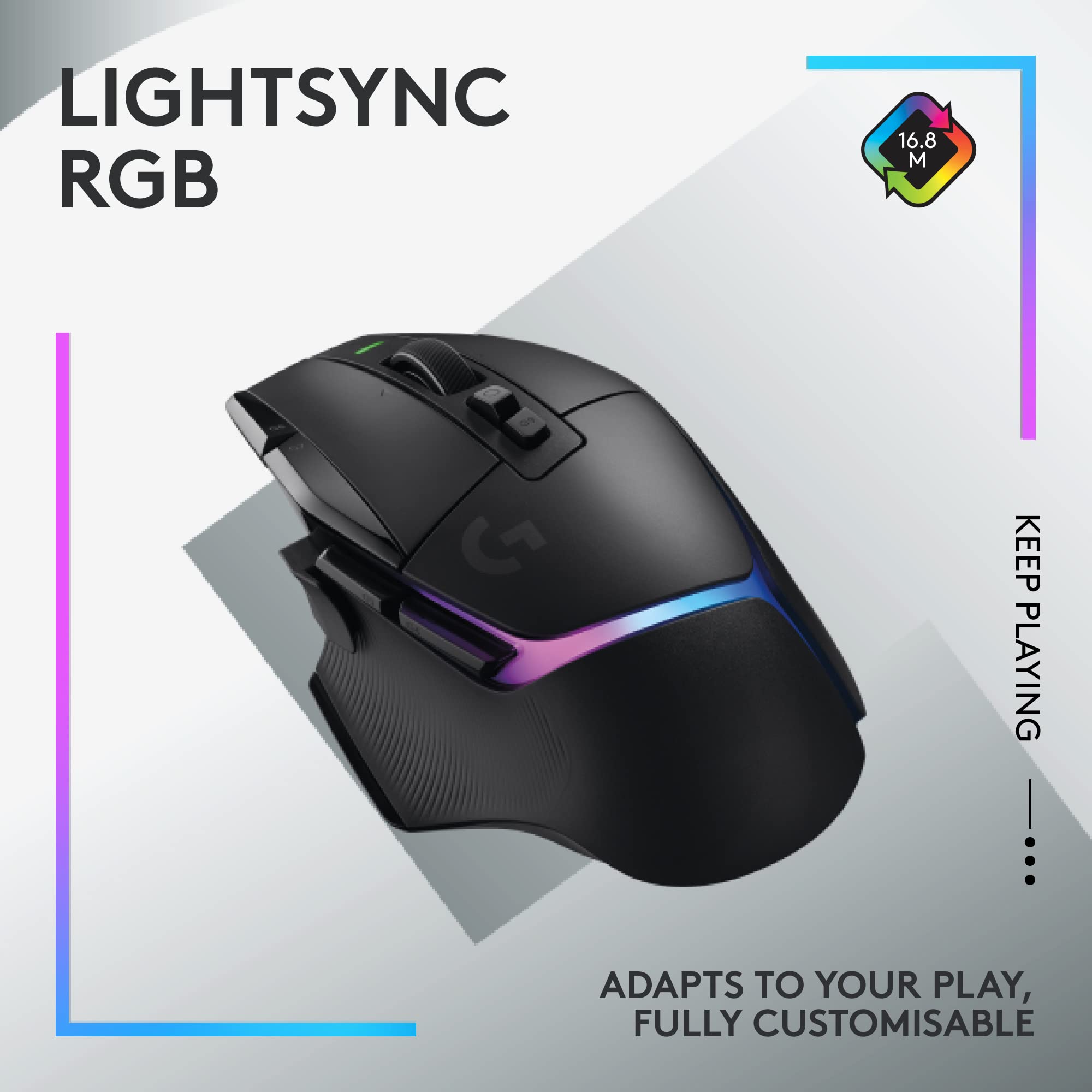 Logitech G G502 X PLUS LIGHTSPEED Wireless RGB Gaming Mouse - Optical mouse with LIGHTFORCE hybrid switches, LIGHTSYNC RGB, HERO 25K gaming sensor, compatible with PC - macOS/Windows - Black