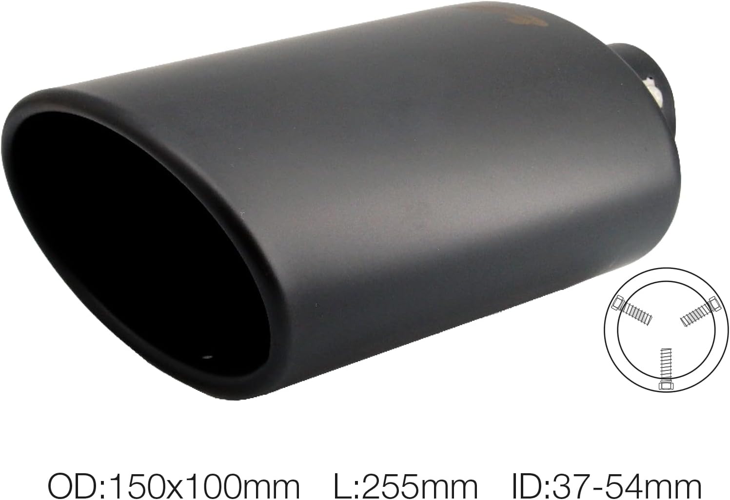 SIMONI RACING TRX/33 Universal Exhaust Muffler, Oval Single Inclined Outlet, Stainless Steel, Black