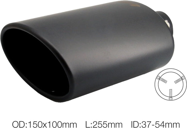 SIMONI RACING TRX/33 Universal Exhaust Muffler, Oval Single Inclined Outlet, Stainless Steel, Black