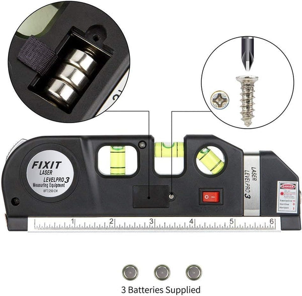 Spirit Level, Multipurpose Laser Measure Tool, Spirit Level Standard Metric Ruler Laser Measuring Tape 8ft/2.5M (1 Pack)