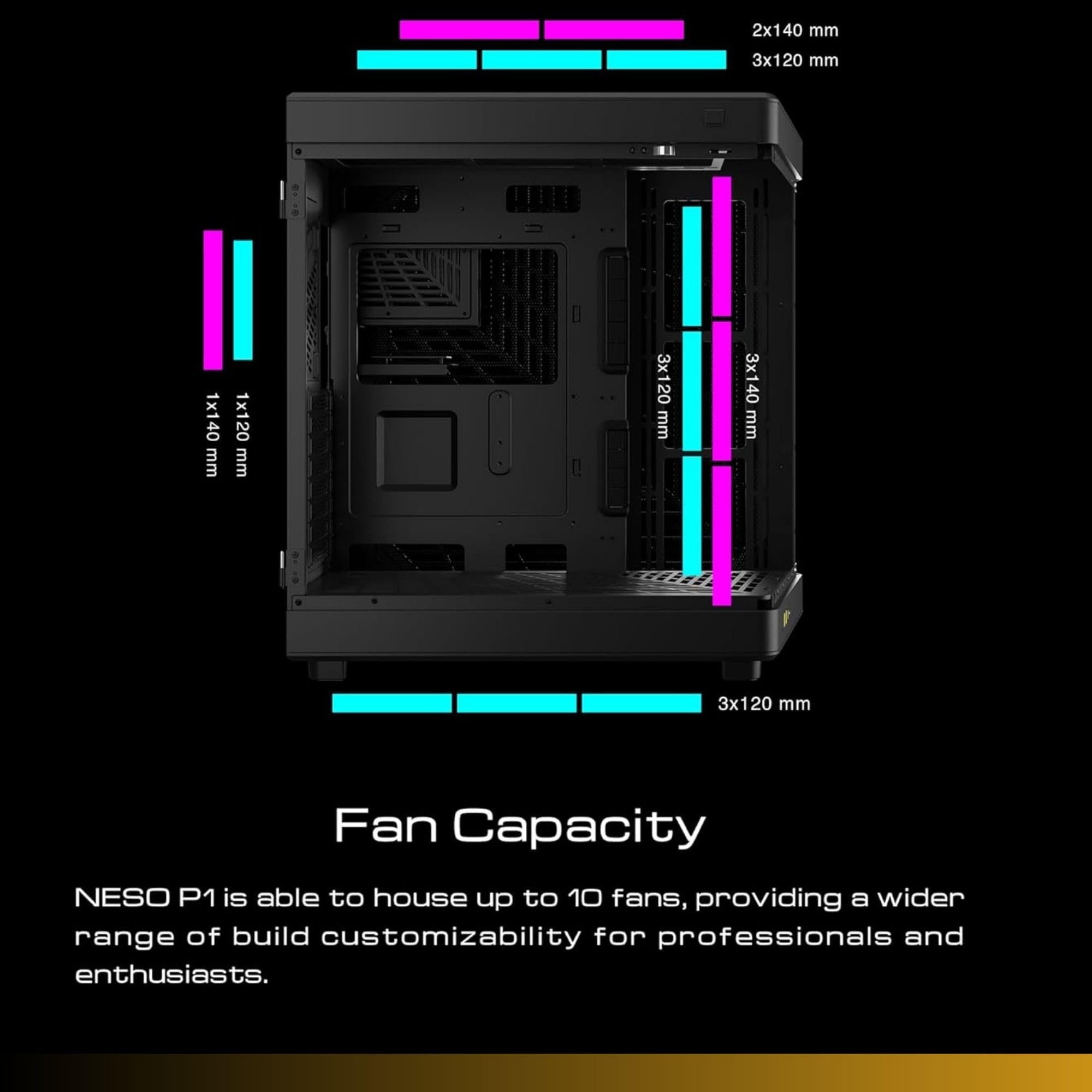GAMDIAS PC Case, ATX Gaming Mid Tower, No-Hub, Real-time Monitor, Seamless Tempered Glass, Pre-install 3 x 120 mm ARGB PWM Fans, Side Vents Perforated, Black